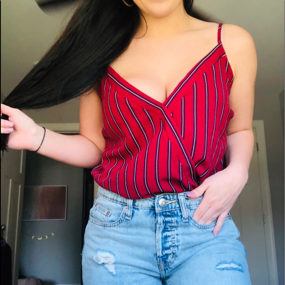 Black & Navy Striped Body Suit